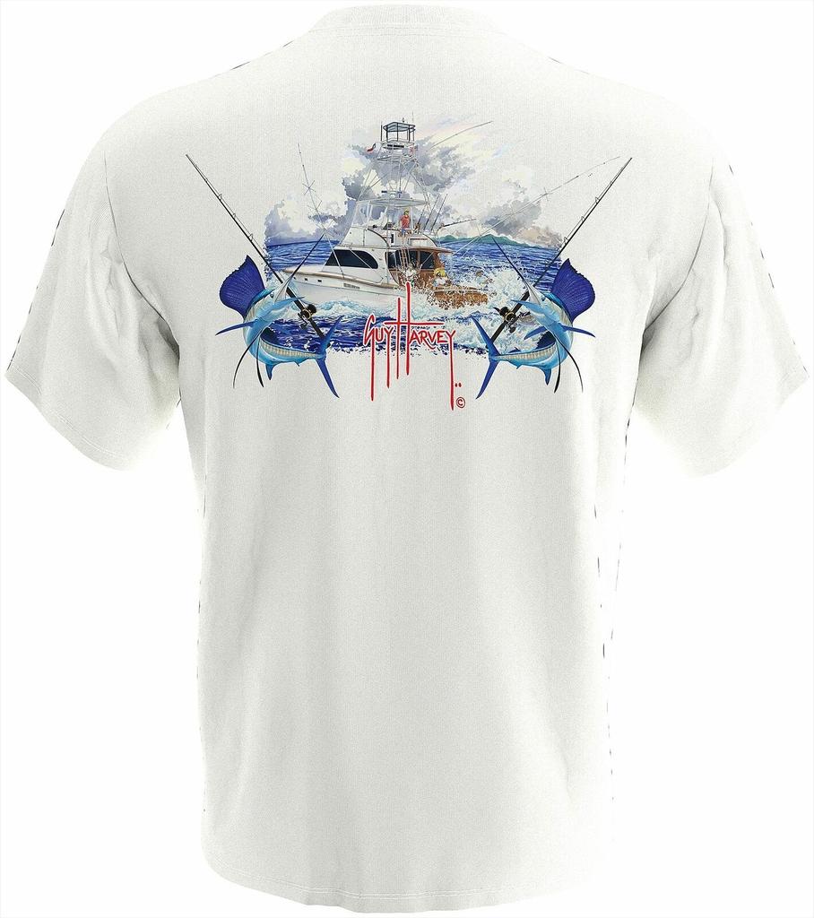 Футболка унисекс с короткими рукавами Guy Harvey Billfish, средний белый синий