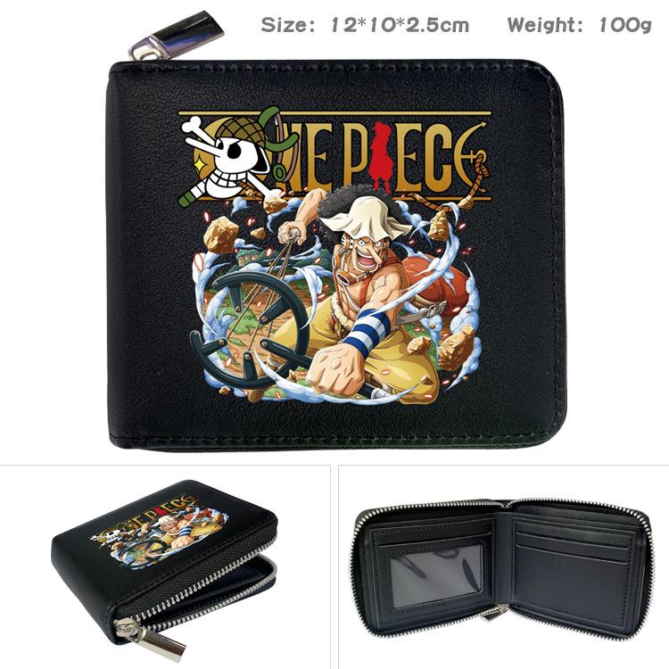 One Piece Anime Zip PU Wallet Luffy Print Short Coin Purse Card Holder