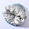 Versatile series big children's rabbit down knitted hat solid color lined outdoor satin lining wool hat warm ear protection