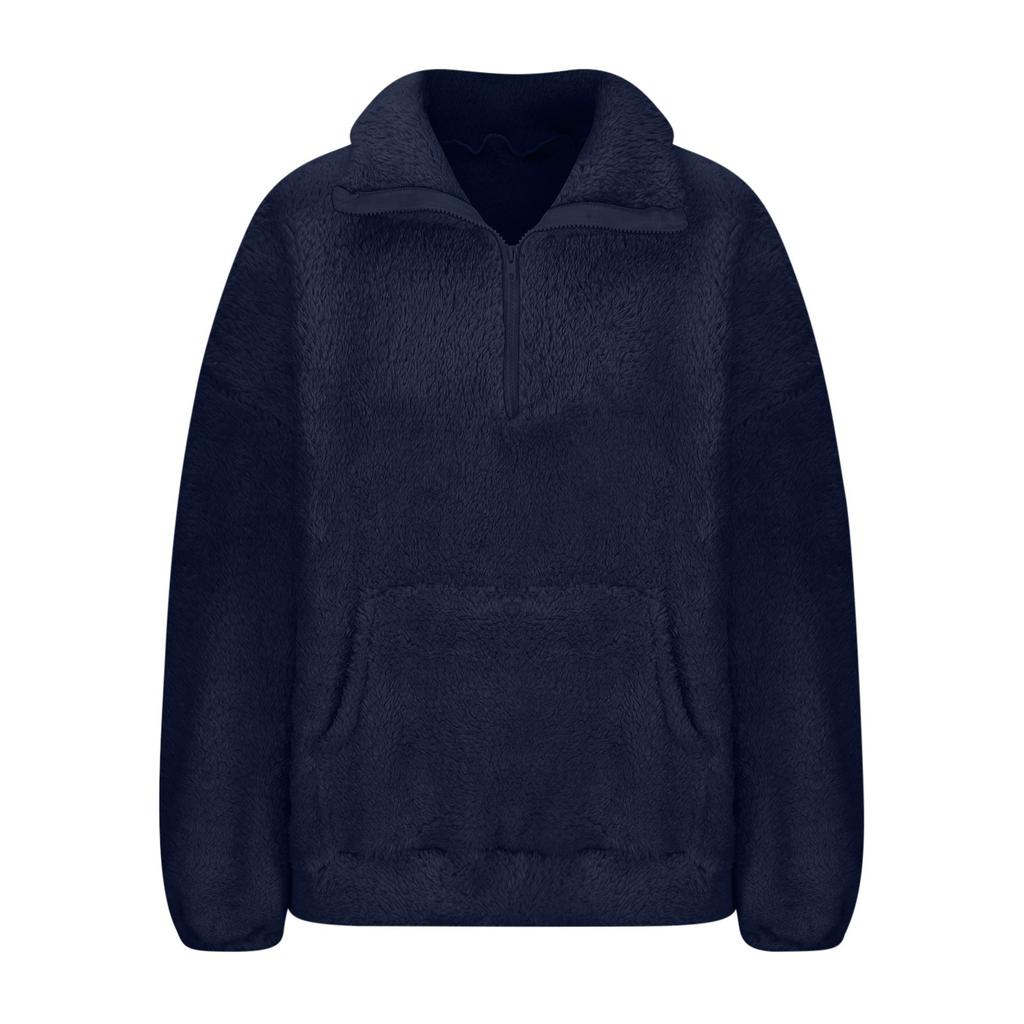 Женская плюшевая толстовка повседневная с длинным рукавом карман на молнии толстый пуловер толстовка зима