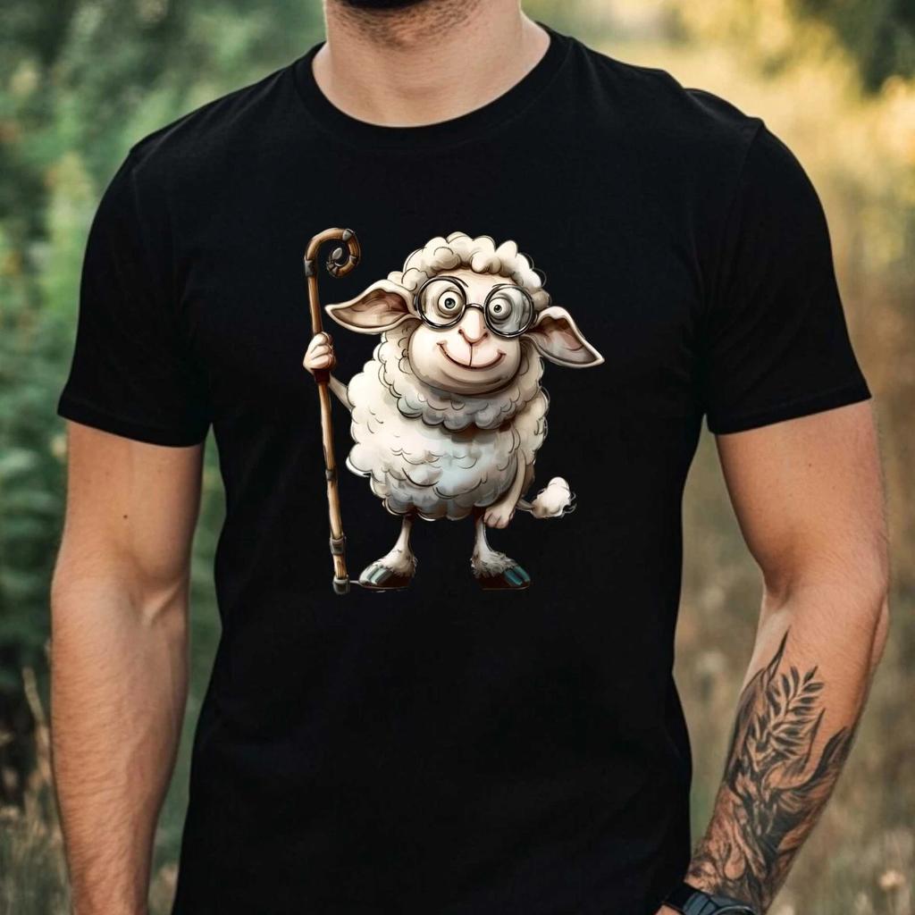 T-Shirt Herren Lustiges Schaf Motiv Baumwolle Größe XS bis 5XL
