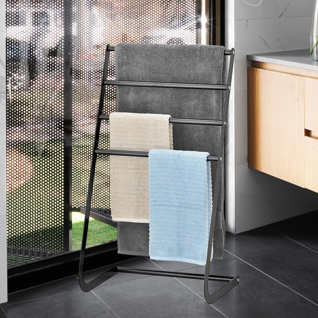 Floor Standing Towel Rack 4 Tier for Blanket Next to Tub or Shower Towel Bar Stand Pool Towel Racks Outdoor