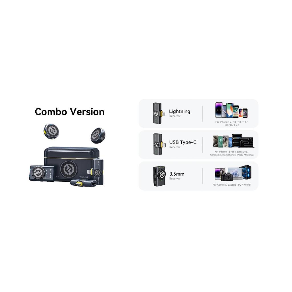Hollyland Lark M2 Wireless Lavalier Microphone for iPhone Camera 300m Range Noise Cancellation 30H Battery for Photography Vlog