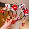 Glowing Hanfu Wig Headband Chinese Style New Year Headdress Luminous Lantern Headband  Photo Props