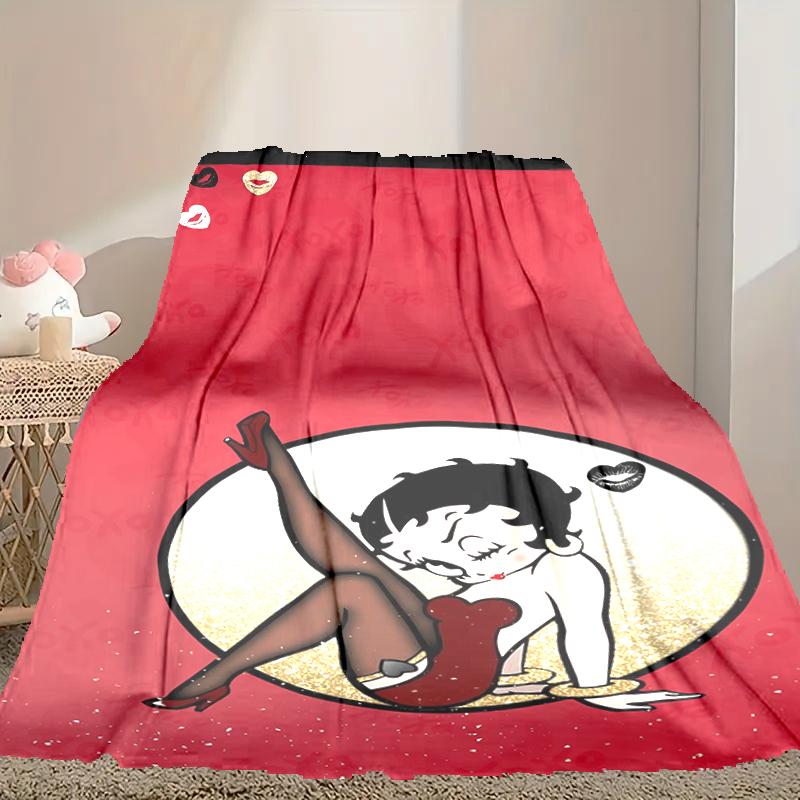 1pc Betty Boop Blanket, Cozy Valentine's Day Blanket, Multi-functional Nap Blanket Available Throughout the Four Seasons