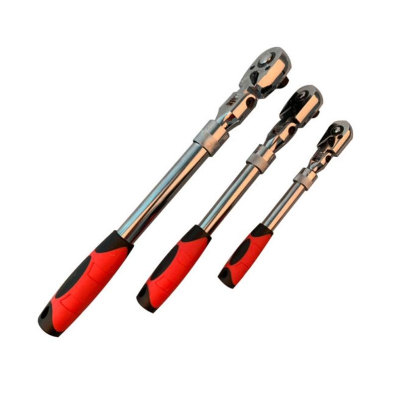 72-Tooth Extendable Flex-Head Ratchet Wrench 1/4 3/8 & 1/2-Inch Drives Carbon Steel Auto Mechanics/Confined Spaces