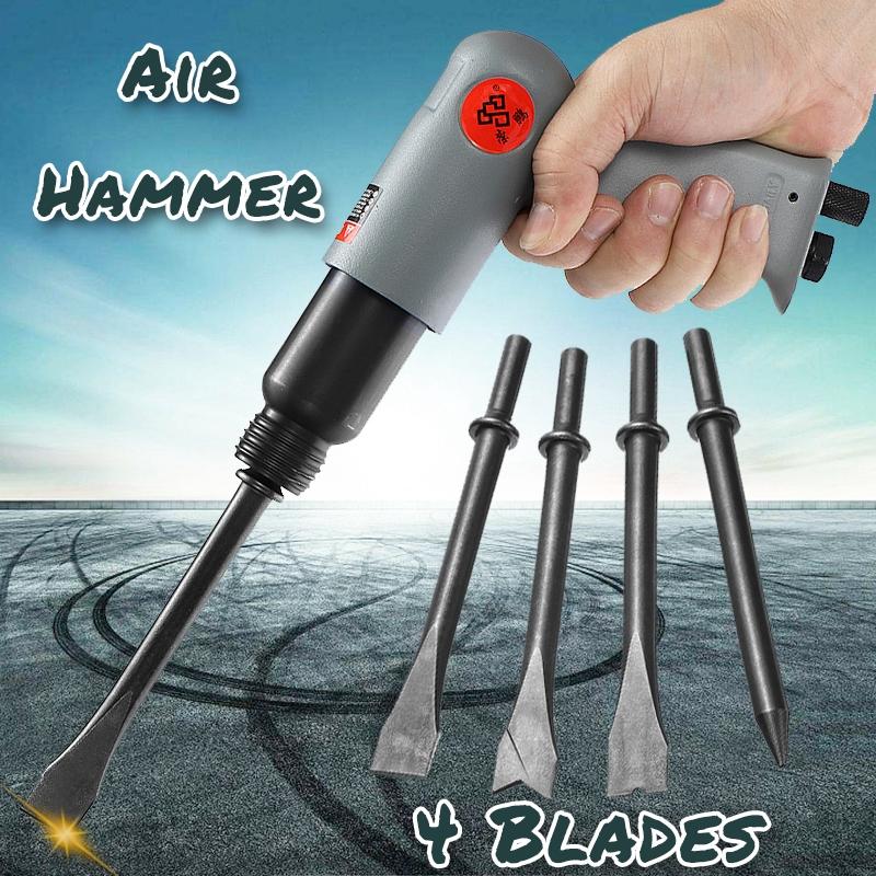 1/4 Inch Chipping Riveting Pneumatic Power Air Tool Handheld Gas Shovels Air Hammer Drill Tool Kits with 4pcs Chisels
