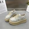 Muffin Sole White Shoes Women's Autumn New Breathable and Heightening Board Shoes