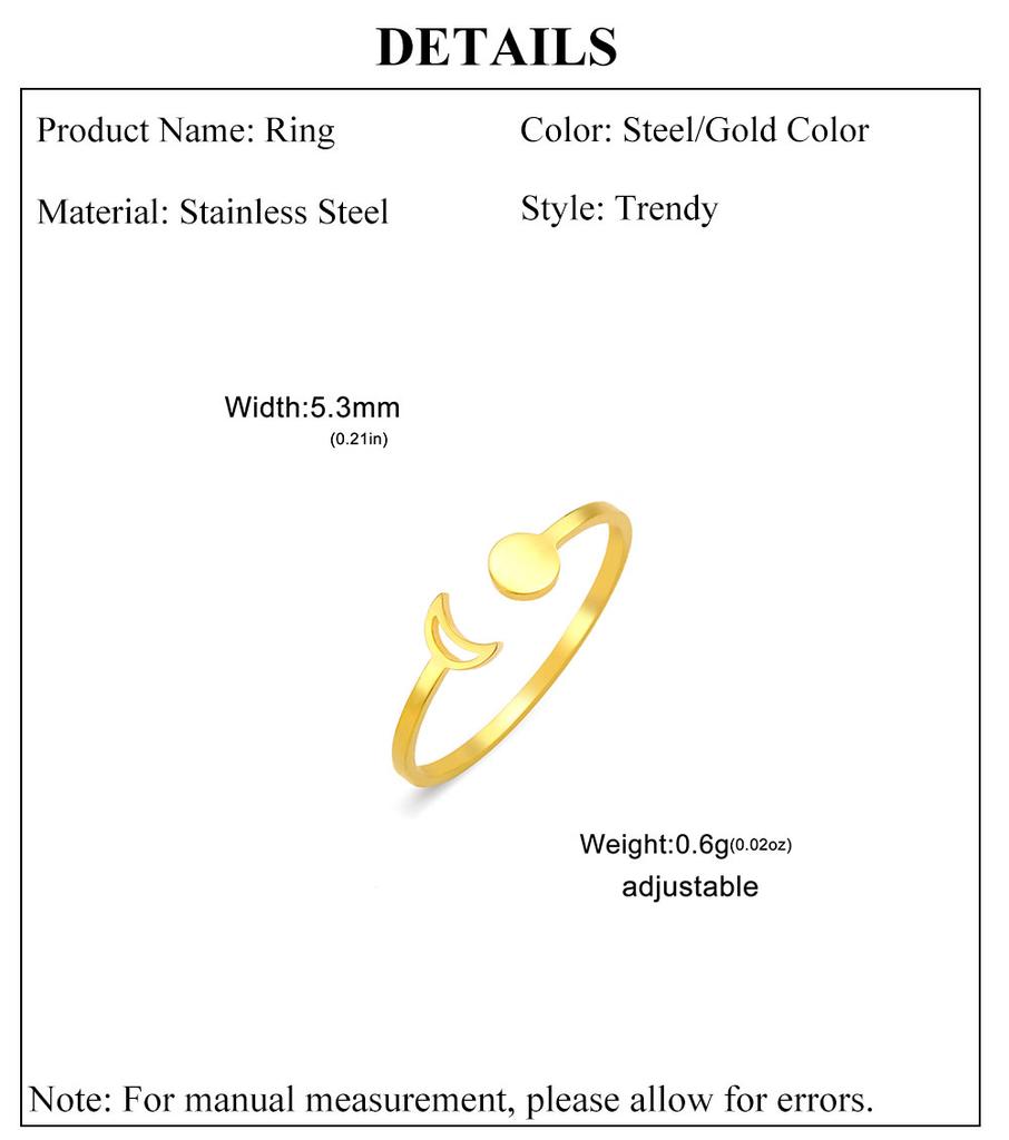 Cazador Crescent Moon Full Moon Rings for Women Stainless Steel Open Finger Rings 2026 Trend Jewelry Birthday Gift Wholesale