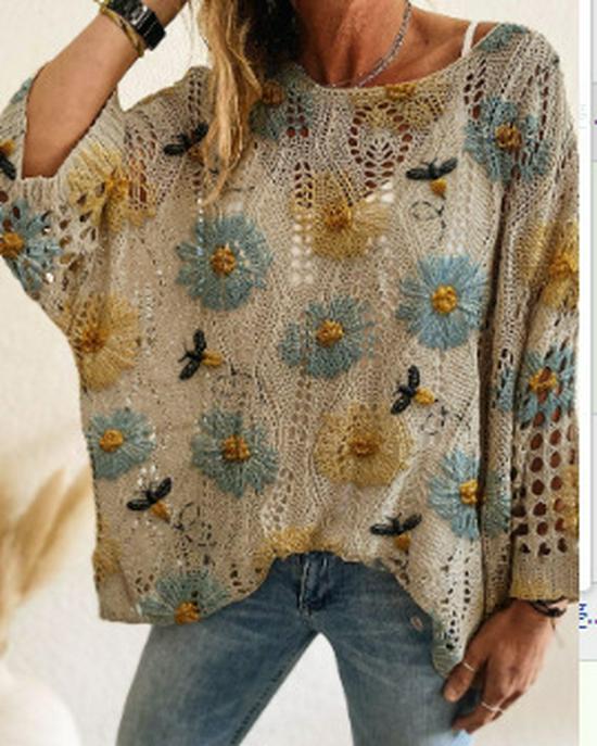 Hollow Out 3D Print Long Sleeve Christmas Sweater