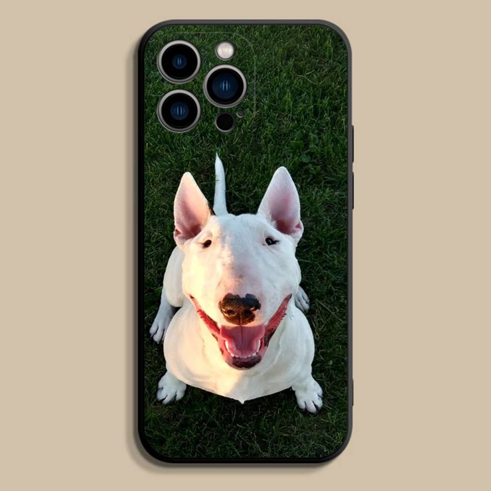 Смешной Чехол для Телефона с Собакой Бультерьер для iPhone 17,16,15,14,13,12,Pro,Max,Plus,E,SE4,Air,Mini Черный Мягкий Чехол