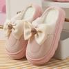 Women's Warm Home Slippers Cute Autumn Winter New Arrival Bow Thick Plush Non-Slip Soft Slippers Bedroom Platform Ladies Slides