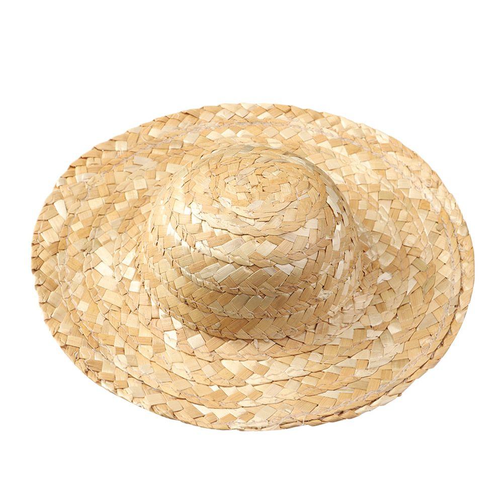 Yellow Multiple Sizes Crafts Woven Straw Hat Doll Accessories Doll Caps DIY Decoration