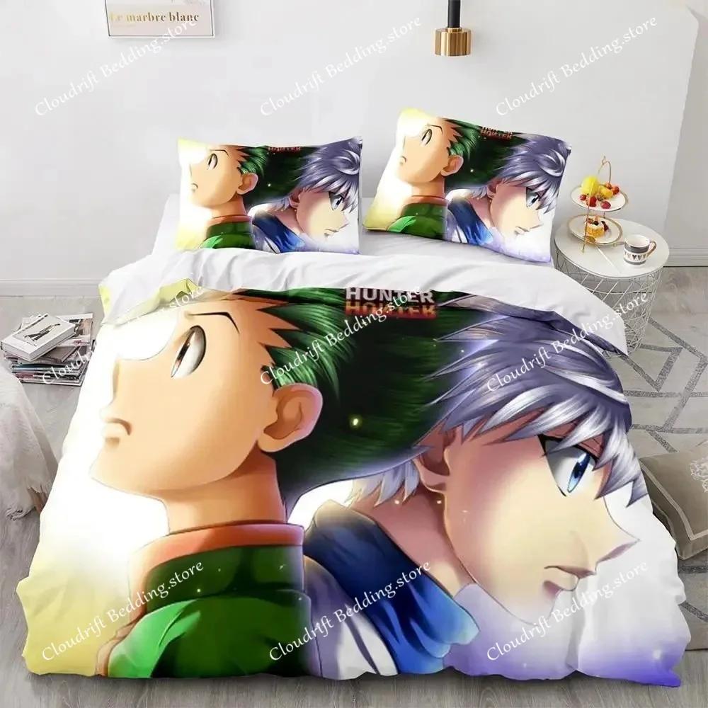 Модный 3D принт Аниме Hunter × Hunter Постельное белье Односпальный Полутораспальный Двуспальный Кинг-сайз Комплект постельного белья Взрослый Детский Спальня Комплект пододеяльника