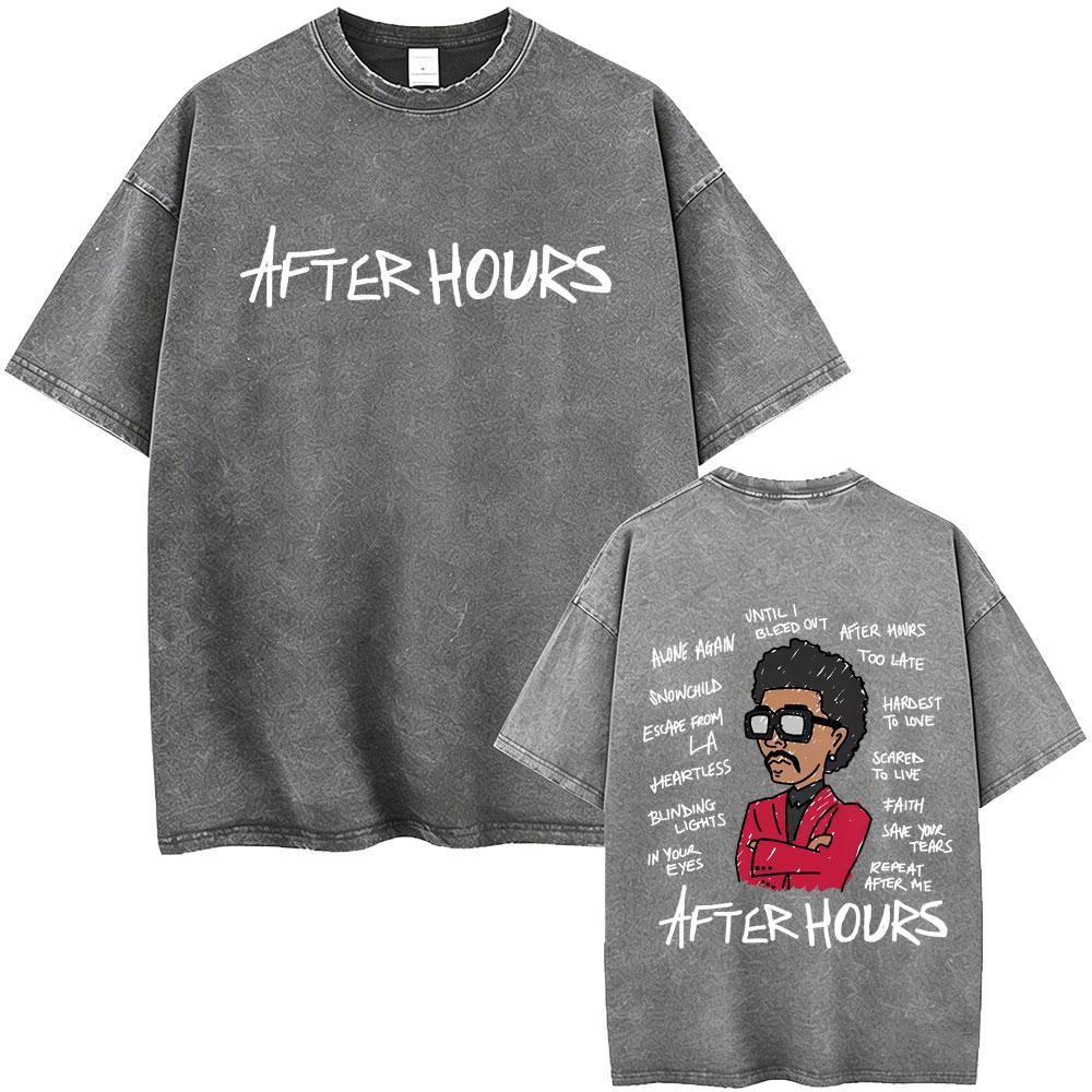 Стирка Винтажная Футболка Рэпер Playboi Carti с The Weeknd After Hours Til Dawn Тур 2026 Мужская Мода Хип-Хоп Оверсайз Футболка