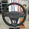 CARDAK DIY Black Suede Leather Car Steering Wheel Covers For Seat Leon 5F Mk3 2013- Ibiza 6J Tarraco Arona Ateca Alhambra
