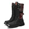 Черные панковские ботильоны мужские модные большие размеры 46 британские ботинки мужские уличные новые повседневные высокие мотоциклетные туфли до середины голени мужские