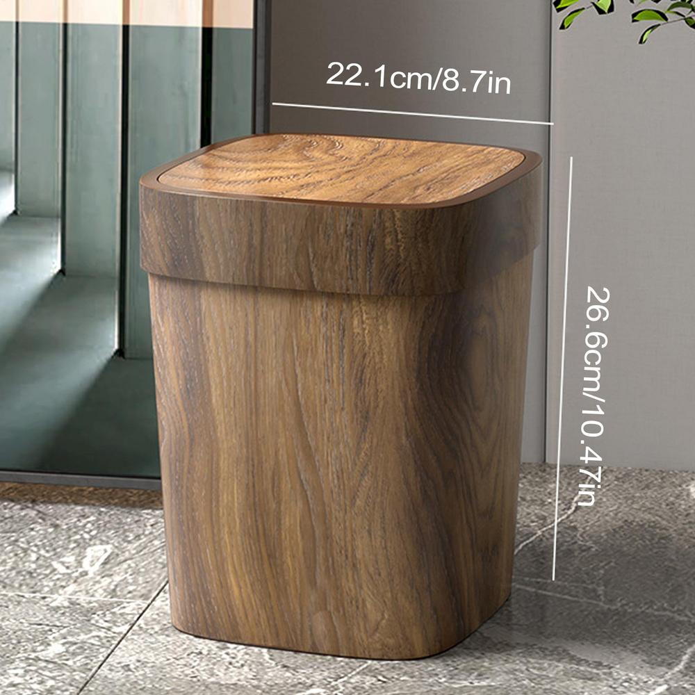 Kitchen Trash Can Canteen Rectangle Garbage Bin 12L Swing Lid Trash Can for Laundry Room Apartment Living Bedroom Corner Storage