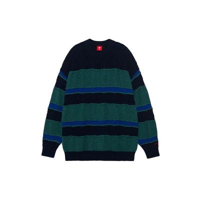 Свитер свободного кроя с круглым вырезом Li Ning Color Block Striped, унисекс, зеленый AMBR060-4