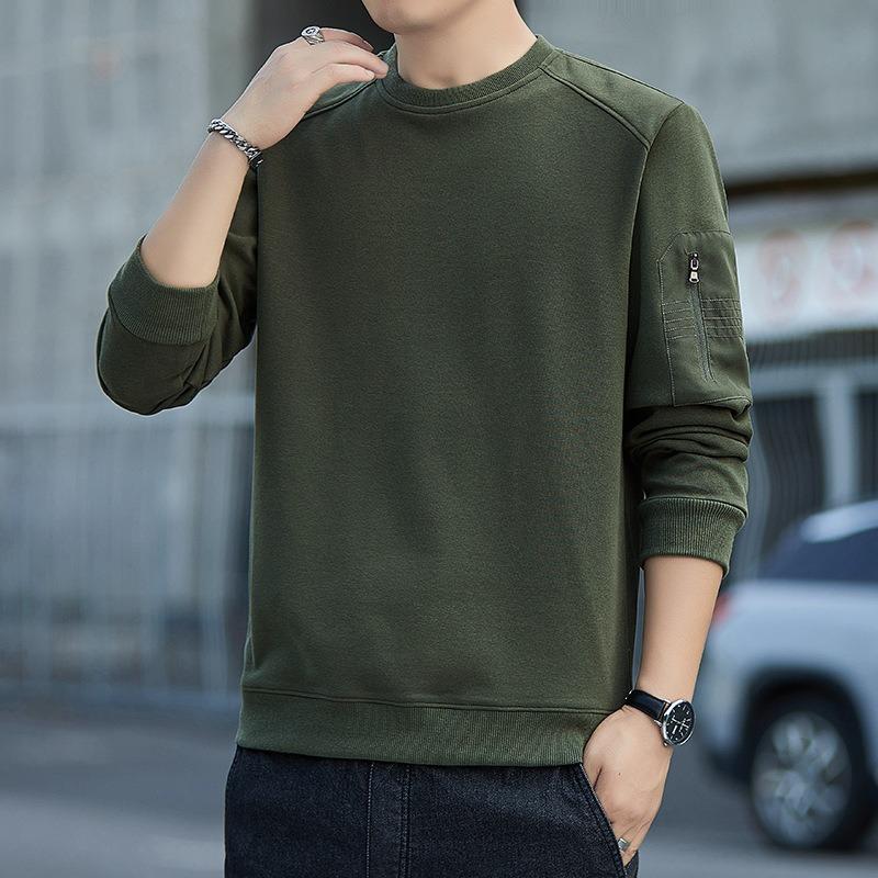 Men S Casual Round Neck Long Sleeve Hoodless Sweatshirt Spring Autumn