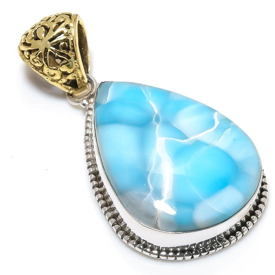 Подвеска из стерлингового серебра Natural Republic Larimar Gemstone 925 пробы 2 дюйма p2i87