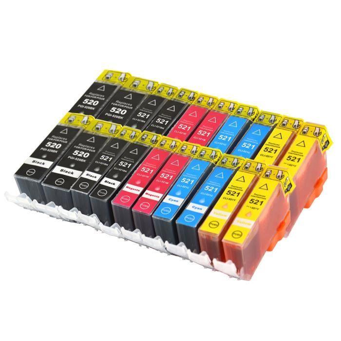 20 Encres Compatible Pour Canon Cli - 521 Pgi - 520