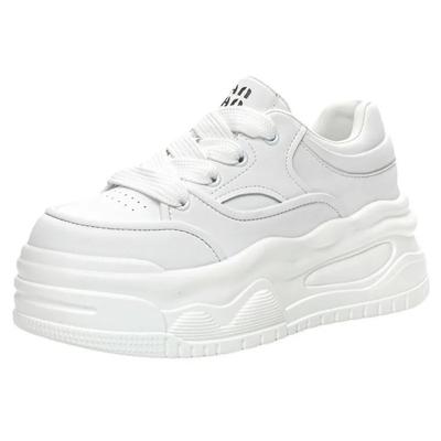 Модные 7 см микрофибры кожа весенние повседневные толстые кроссовки на платформе танкетке для скейтбординга модные женские осенние туфли женская обувь