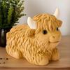 Highland Cow Statue Farmhouse Animal Sculpture Ornaments Cute Figurine Desktop Resin Animal Landscape Home Ornament