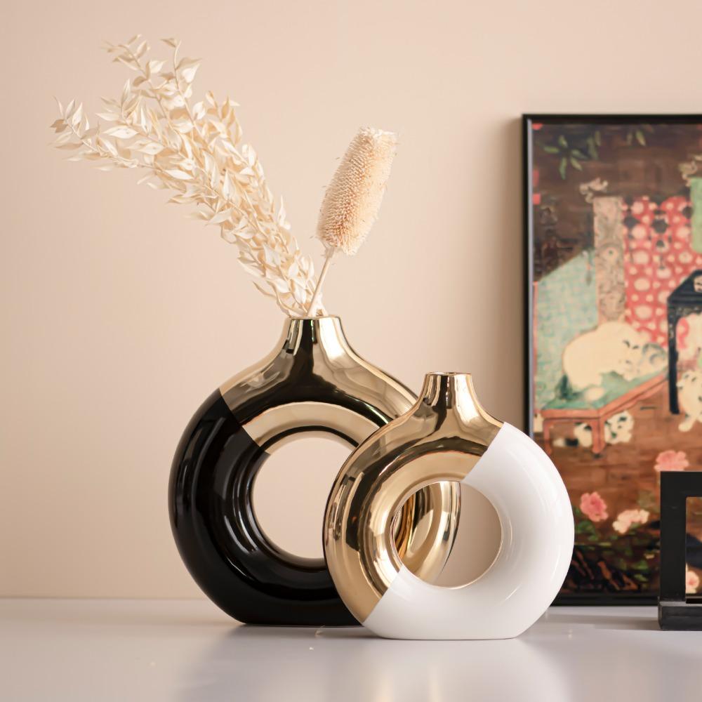 Легкая Роскошь Золотая Керамическая Ваза для Цветов для Свадьбы, Домашний Декор Стола, Подарок на Новоселье, Минималистичный Домашний Декор