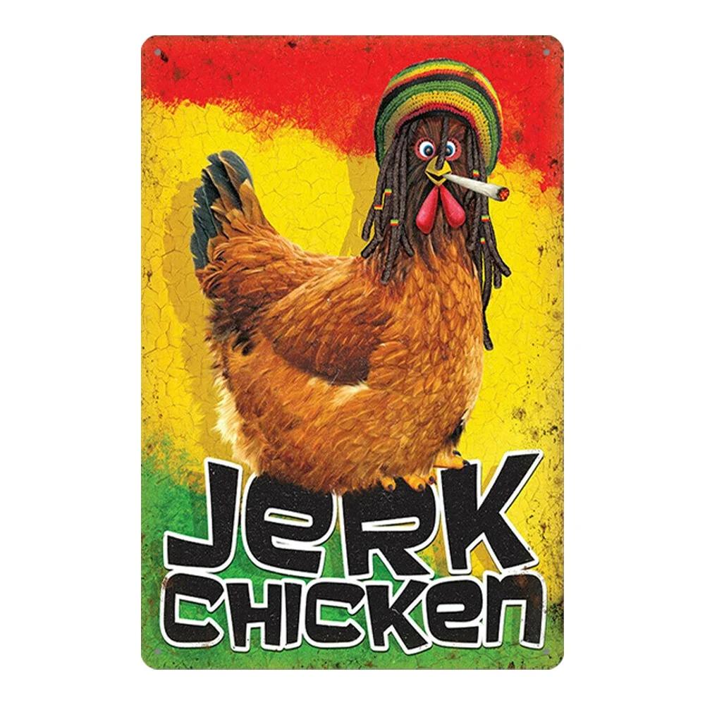 Винтажная металлическая табличка с изображением курицы, жестяной знак, петух, курица, ретро-плакетка, пластина, декор для стены фермерского дома, ретро-металлическая плакетка