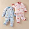 Newborn Three-Layer Warm Cotton Pajamas & Cardigan Set - Infant Class A Clothing
