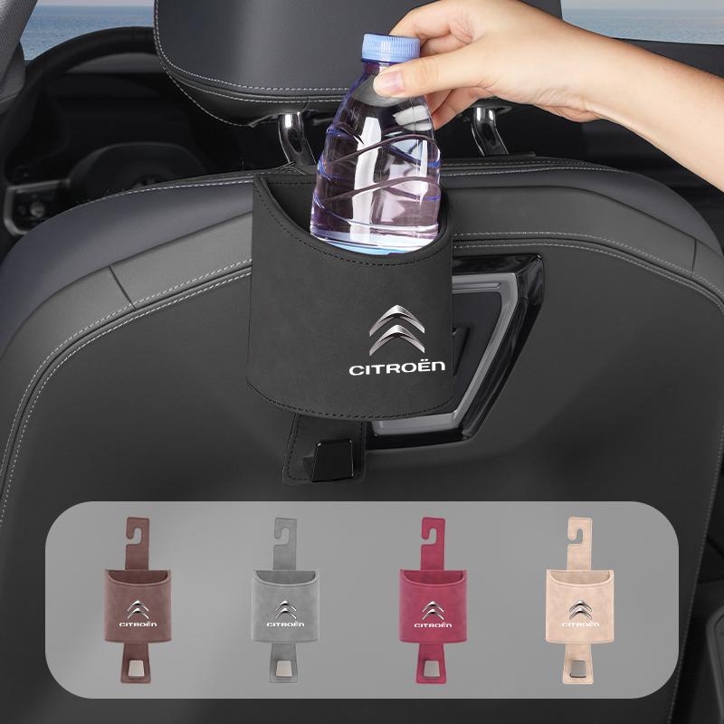 Car Fur Seat Back Water Cup Holder With Hook Drink Rack Storage Pocket For Citroen C4 C3 C5 C1 C2 Berlingo Celysee Cactus