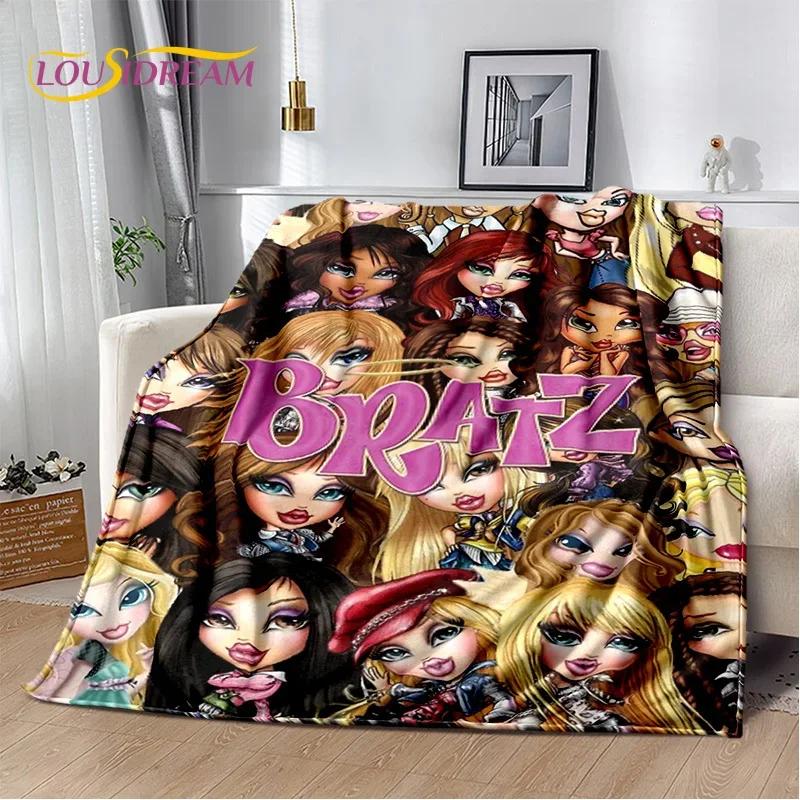 Cartoon Bratz doll Girls 3D Printed Soft Flannel Blanket for Beds Bedroom Sofa Picnic,Throw Blanket for Outdoor Leisure Nap Gift
