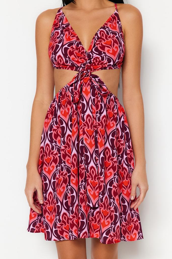 Women Fashion Beach Strap Sleeve Mini Black Mini Woven Cut Out Window Linen Blended Beach Dress