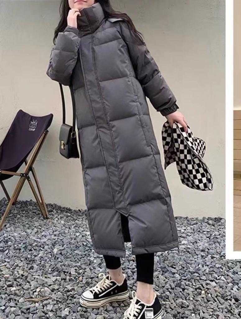 Унисекс пуховик выше колена 2025 года с 90% пуха белой утки, зимний парный стиль