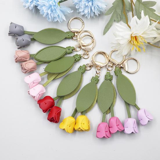 Брелок из искусственной кожи с подвеской в форме листьев тюльпана, брелок-подвеска, рюкзаки, сумки, кошельки, брелок, модный аксессуар