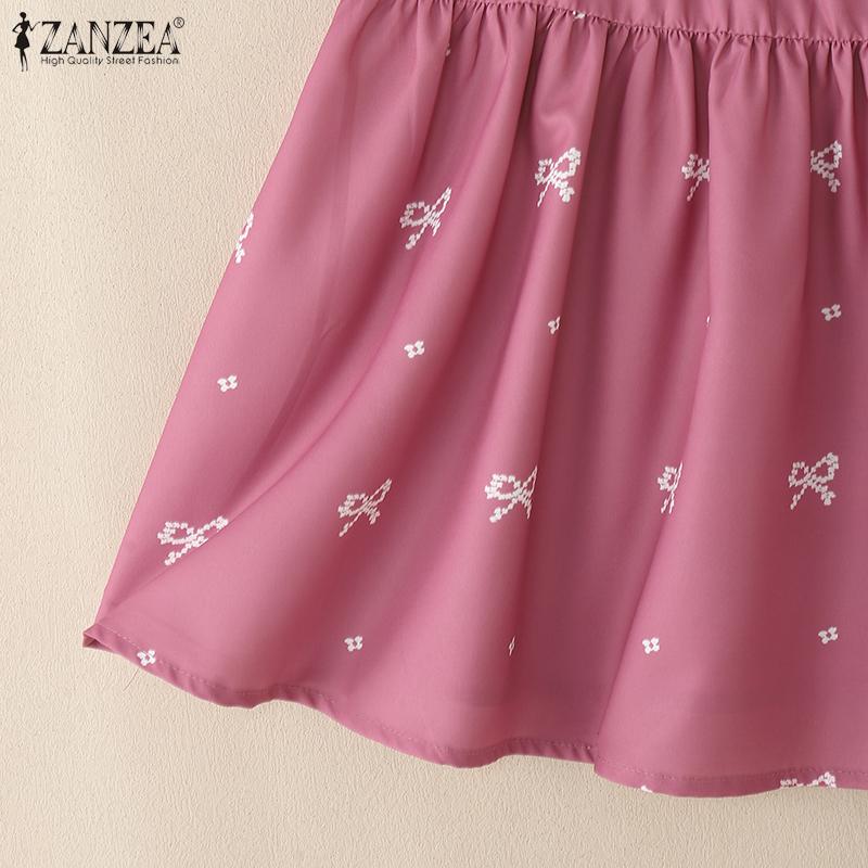 ZANZEA Женские повседневные летние майки без рукавов с квадратным вырезом и принтом бантов