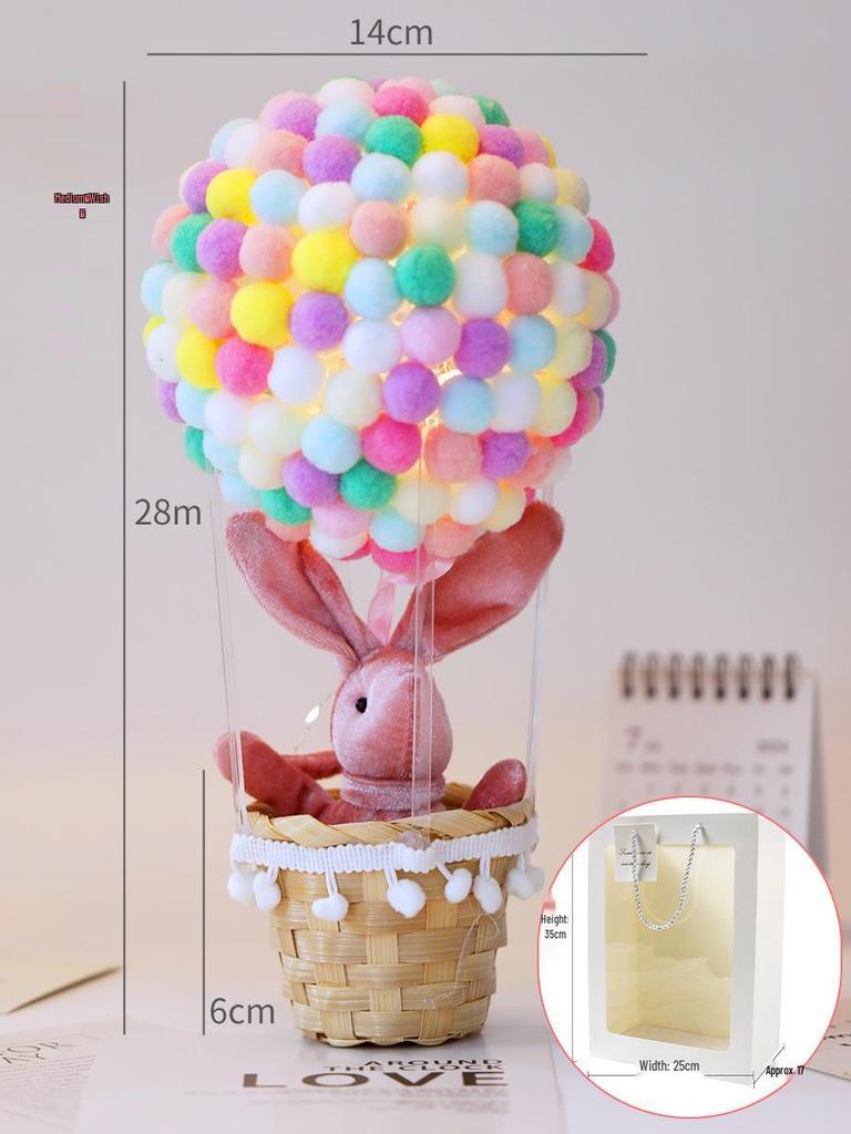 Набор для поделок «Ночник-воздушный шар из помпонов» - Занятие для родителей и детей с разноцветными плюшевыми шариками