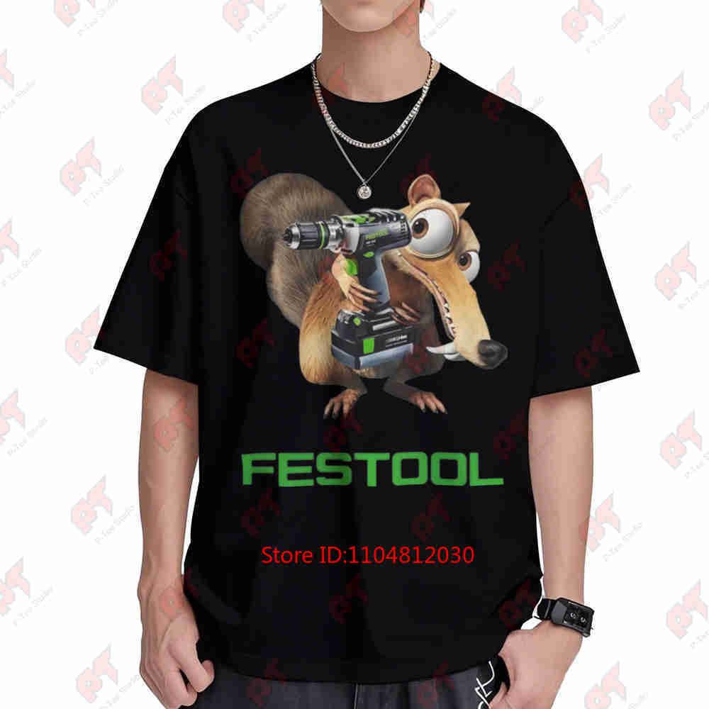 Festool Squirrel Construction Site Short Sleeve Tee 100% Cotton T-Shirt