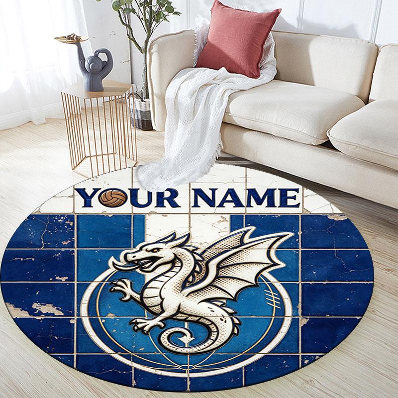 Custom Name,FC Porto pattern round rug,Carpet Rug for Living Room Bedroom Playroom ,Non-slip Floor Mat,Holiday Gifts and Birthday Gifts.