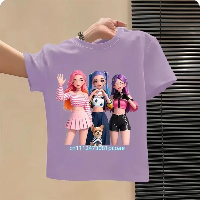 Kpop Childrens T Shirt Cartoon Graphic Short Sleeve Summer Comfortable Top Funny Gift for Fans Harajuku TShirts Girls Clothes