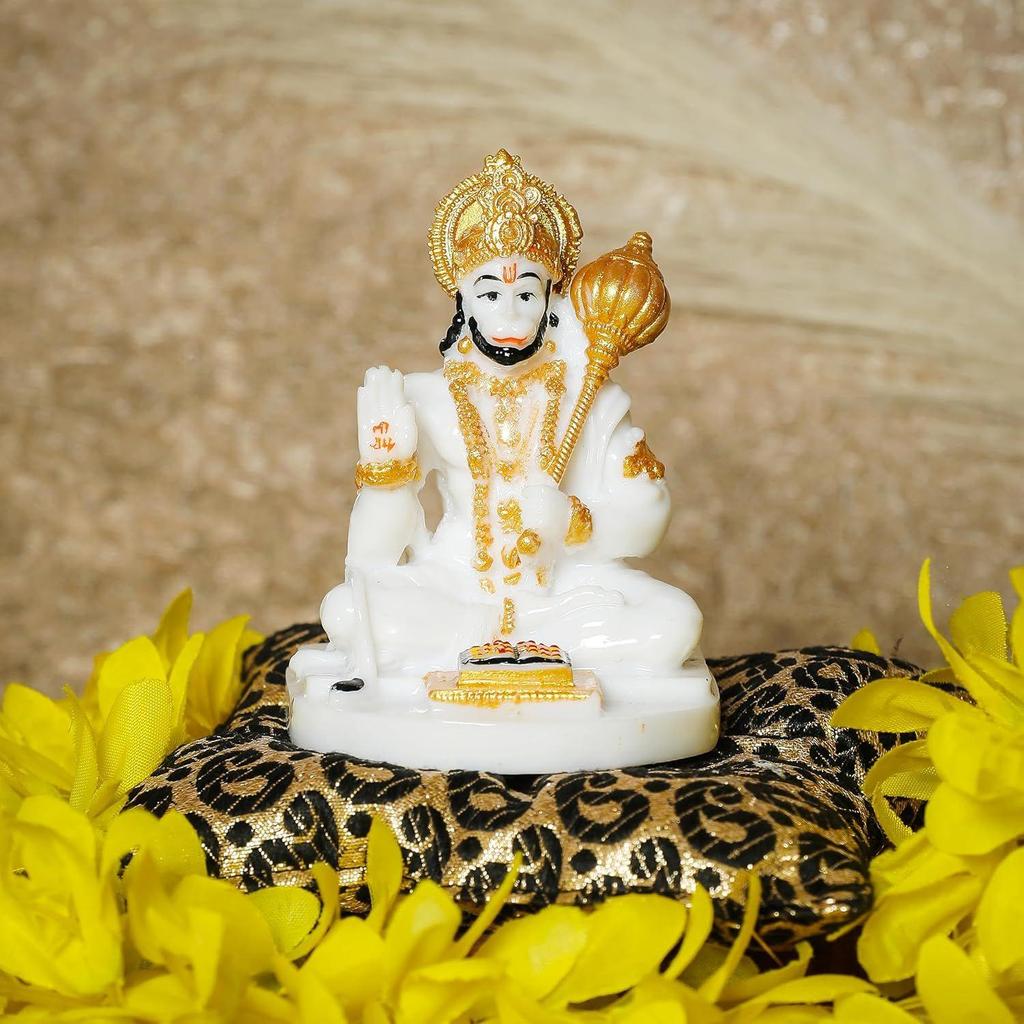 Hanuman Ji Murti for Car Dashboard, Hanuman Idol for Home Pooja with Hanuman Chalisa for Protection from Negative Energy,