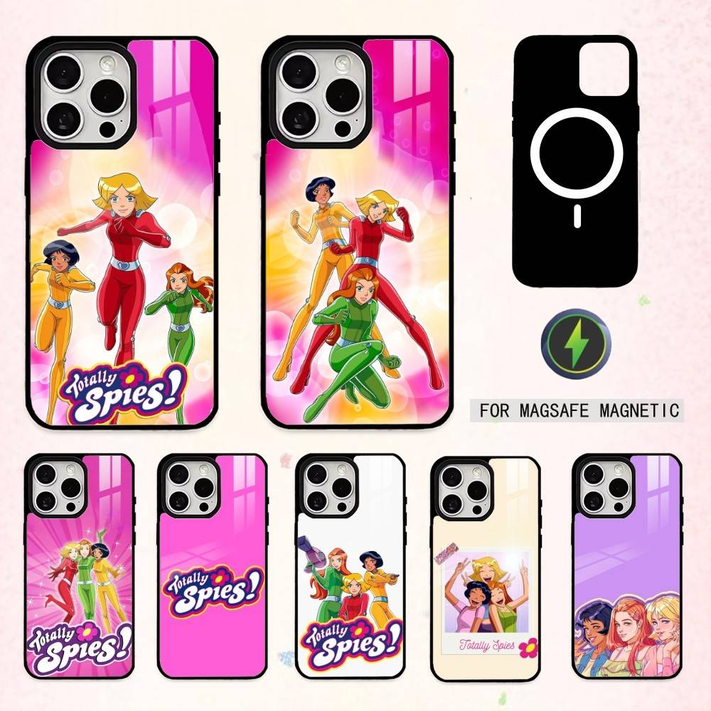 1 шт. Стильный чехол для телефона T-Totally S-Spies для iPhone 17, 16, 15, 14, 13, 12, 11 Plus, Pro Max Магнитный для беспроводной зарядки Magsafe