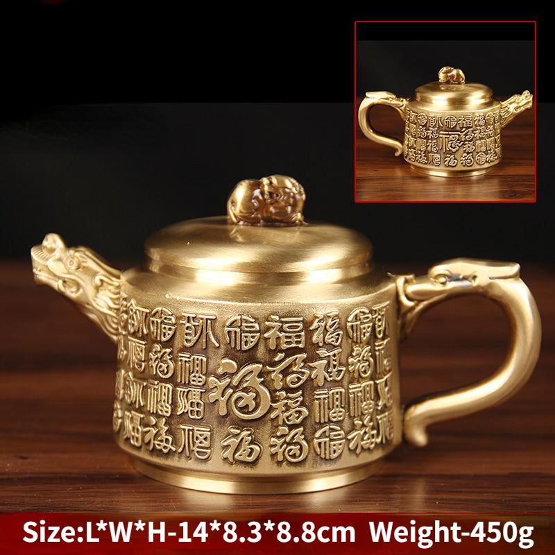 Чайник из матовой латуни, чайник для воды, домашний чайный сервиз, медная посуда, креативные украшения для чайника, изделия ручной работы