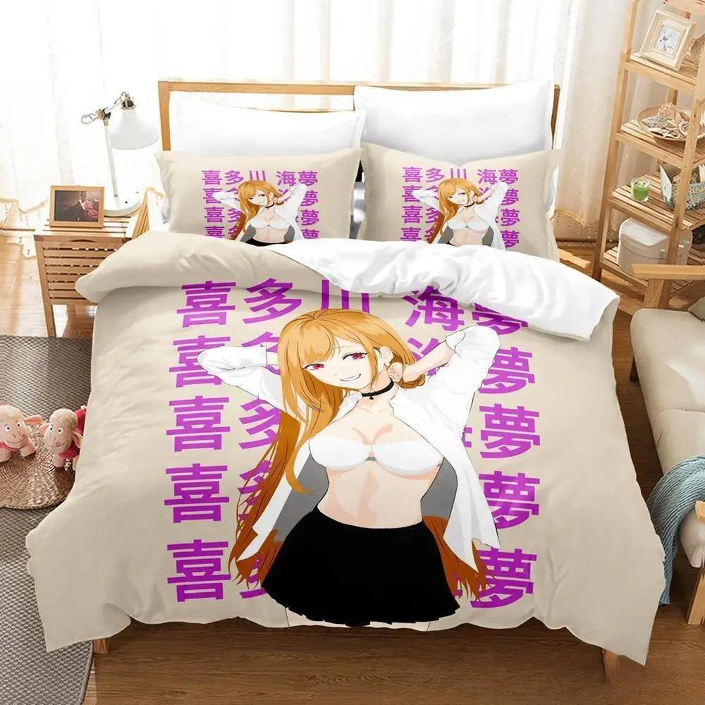 3D-принт аниме Kawaii Marin Kitagawa Комплект постельного белья Single Twin Full Queen King Size Комплект постельного белья Adult Kid Bedroom Наборы пододеяльников