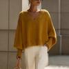 Womens V-Neck Solid Color Sweater Casual Long Sleeve Knit Top Winter
