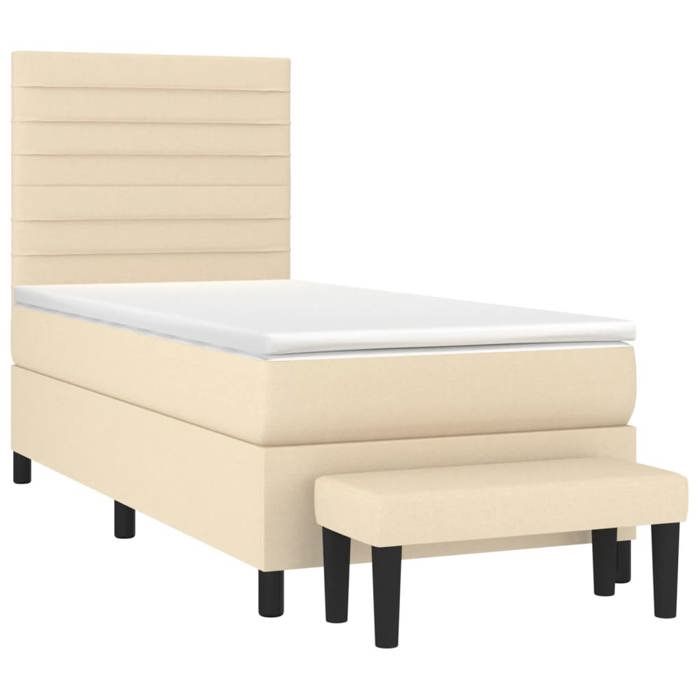 Maison Exclusive - Sommier à lattes de lit avec matelas Crème 80x200 cm Tissu