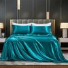 Solid Color Imitated Silk Fabric Four Pieces European and American Minimalist Bed Sheets Fitted Sheet Pillowcase