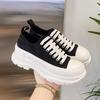 2025 Couple Canvas Shoes High-quality Spring Breathable 4CM Increased Men's Casual Shoes Female Chunky Lace-up Vulcanized Shoes