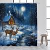 Зимний Лес Лось Шторка для душа Снег Белохвостый Олень Ручьи Фермерский дом Кедр Рождество Дом Ванная Декор Набор занавесок для ванной
